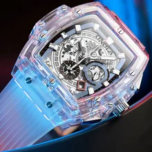 ONOLA marque montre en plastique Transparent hommes femmes horloge 2021 mode sport décontracté unique Quartz luxe carré hommes montre