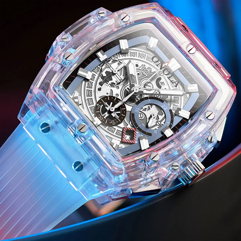 Günstig ONOLA Marke Transparent Kunststoff Uhr Männer Frauen uhr 2019 Mode Sport casual kühlen einzigartige Quarz Luxus platz Herren Uhr