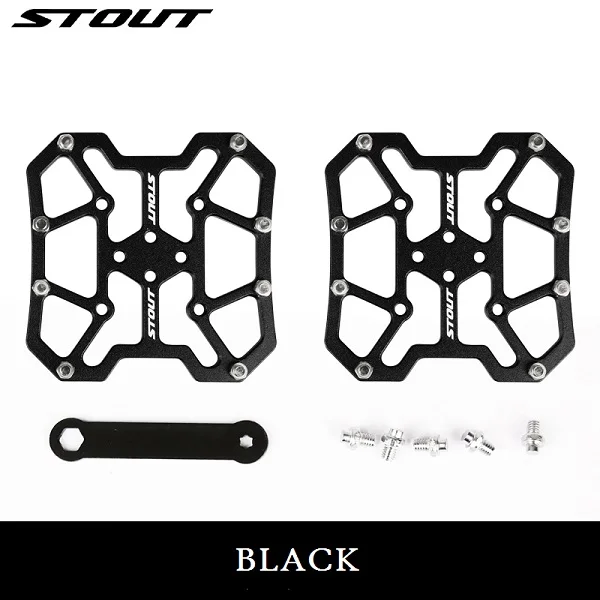 STOUT MTB педали Quick Release адаптер для самоблокирующихся педалей велосипеда без клипса педали платформы адаптеры дорожный велосипед обувь Бутсы - Цвет: Black