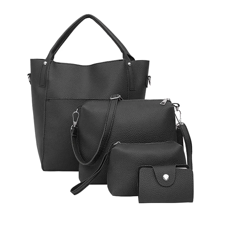 

4 Pcs Set Women Shoulder Crossbody Bag Handbag Wallet PU Leather Fashion for Travel Money LBY2018