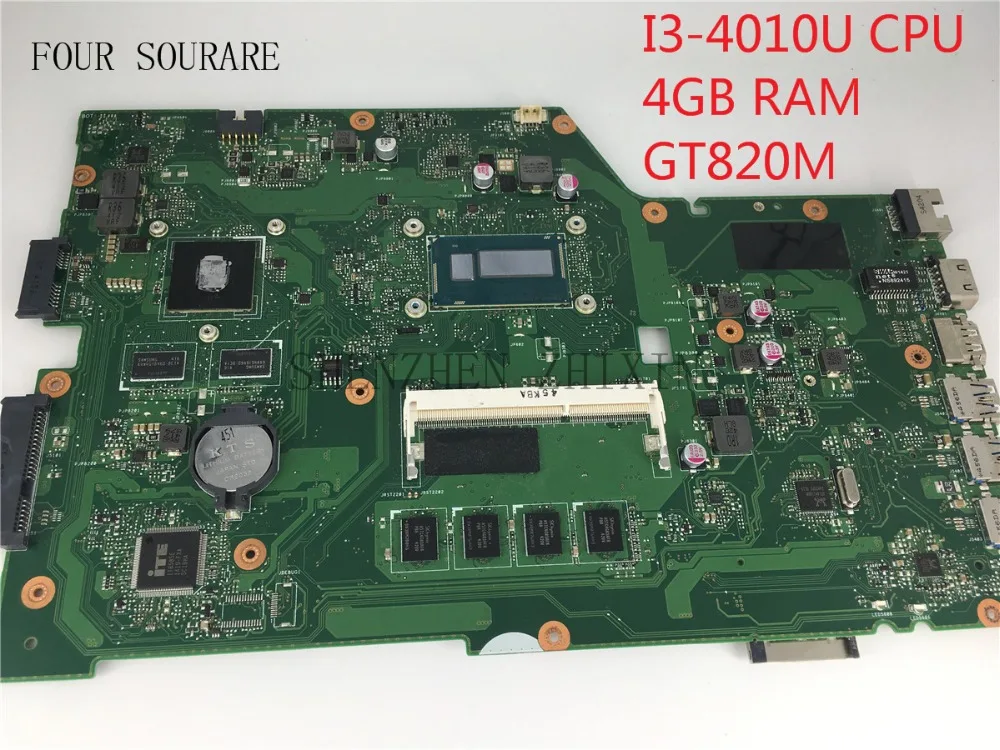 Четыре sourare для ASUS x751ld X751L K751L K751LN Материнская плата ноутбука I3-4010U Процессор 4 ГБ Оперативная память платы с GT820M Графический Тесты хорошее