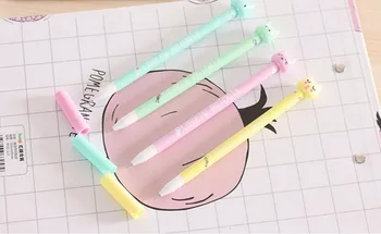 

new lovely cat style gel pen cute cartoon stationery prize gift kawaii korea student pen full needle black ink 0.38mm 48pc/lot