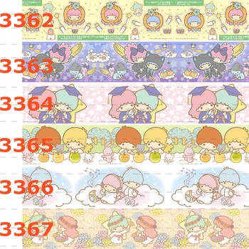 

very cute LITTLE TWIN STARS /little girl printed grosgrain/satin beautiful