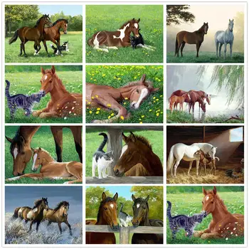 

2020 Diy 5D Diamond Embroidery Full Set Horse 5D Diamond Mosaic Sale Animal Daimond-painting Full Square Diamond Painting Horse