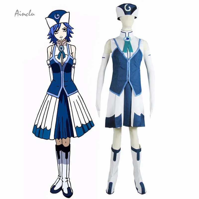 

Ainclu Free Shipping New Fairy Tail Rain Juvia Lockser Blue Evening Women Dress Cosplay Costumes