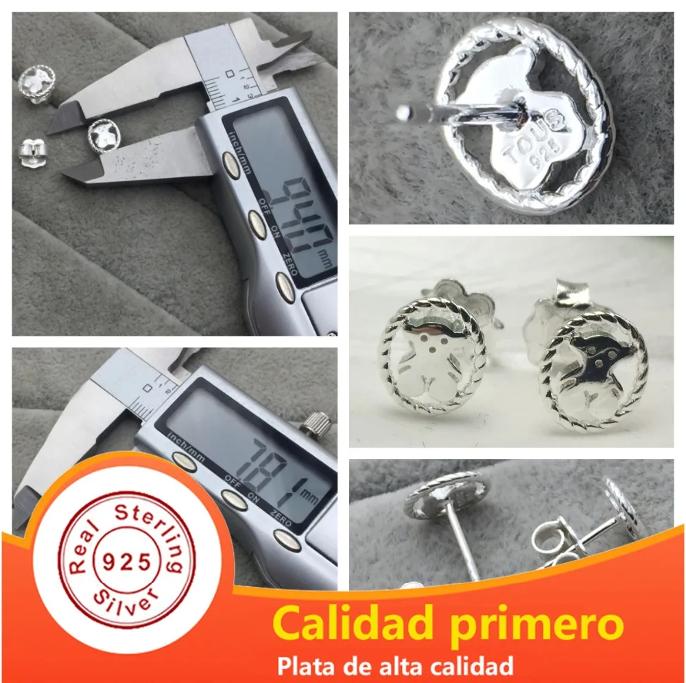 

DERMSPE 100% 925 Sterling Silver Bear Pierced Earrings Gift for Girlfriend Simple Earrings 712323620 Wholesale