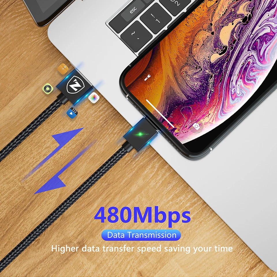 ZRSE usb-кабель для iPhone XS Max XR X 8 7 6 6S 5 5S SE iPad Mini 3A Быстрый зарядный Магнитный кабель светодиодный провод для зарядного устройства