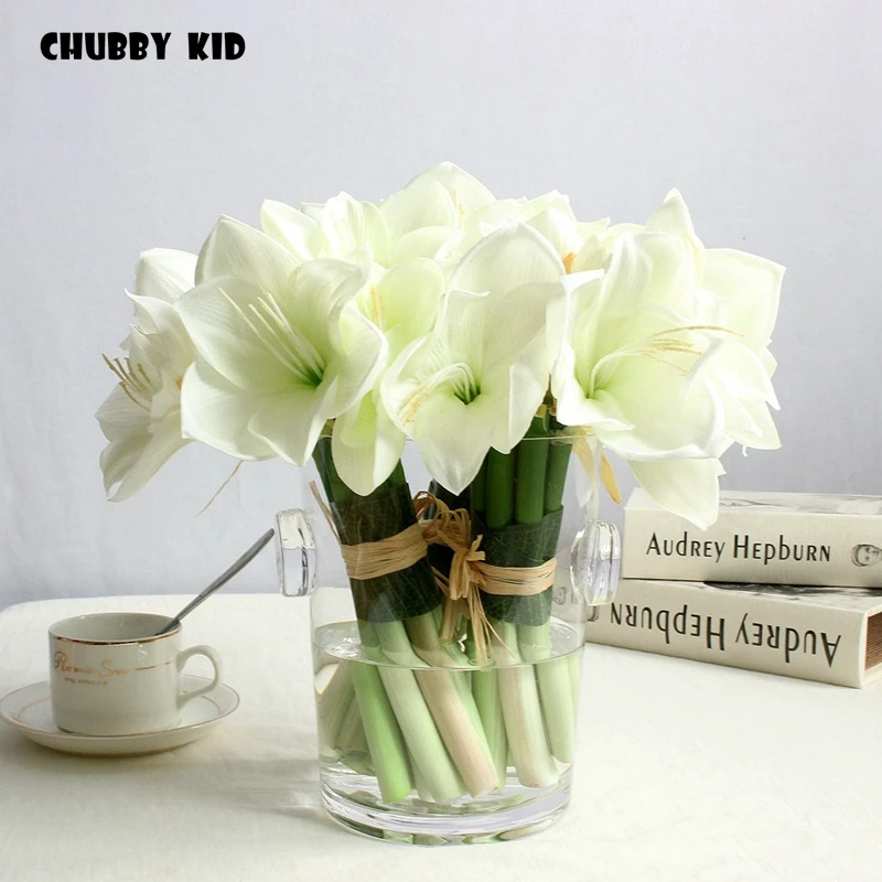 

3 bouquets/lot ! Real touch PU Bush lily flowers wedding bridal bouquet fake orchid flower artificial hand felt Clivia miniata