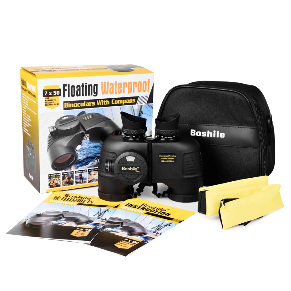 Nitrogênio à Prova Boshile Marinha Binóculos Telescópio Dwaterproof Água Grande Bússola Telêmetro Poderoso Militar Reticle Iluminante 4 Cores 7x50 15 Telescópio e binóculos