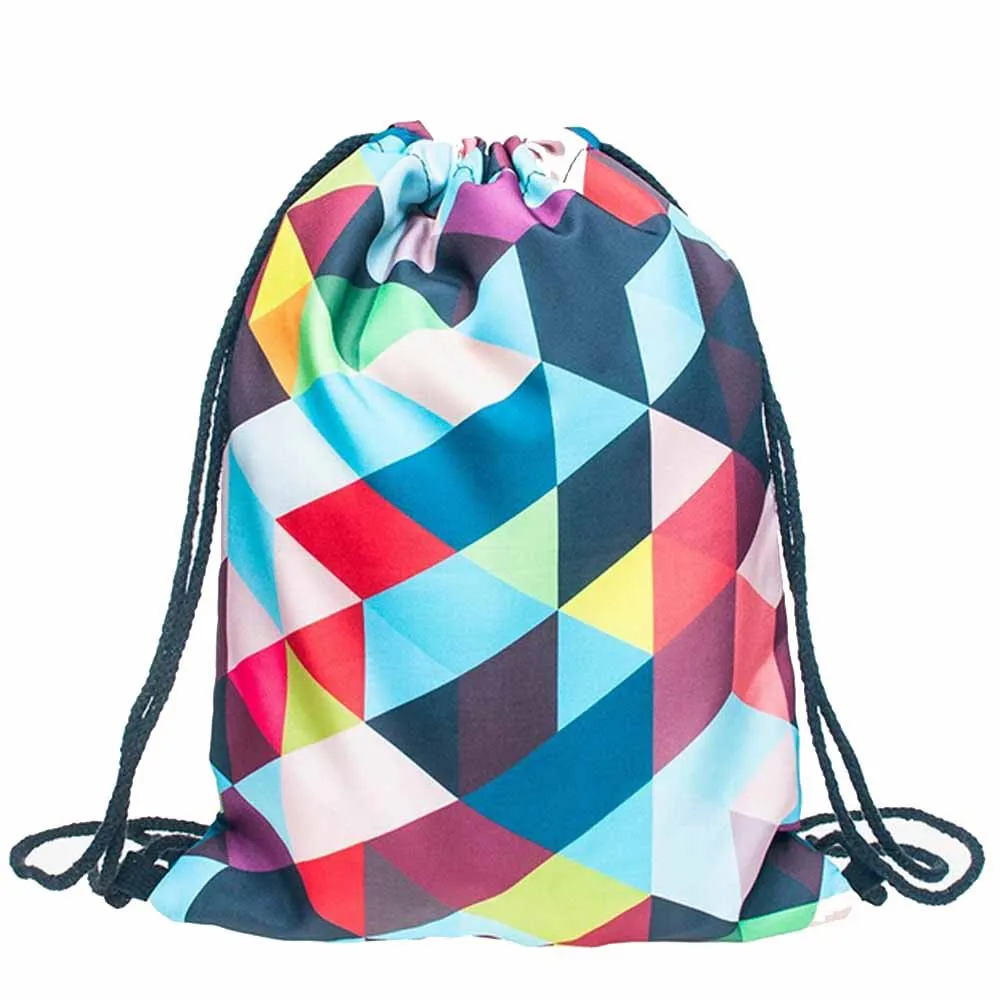 

Drawstring Bag Geometric Emoji Backpacks Fashion 3D Printing Vintage Drawstring Backpack Mochilas Escolares #9522