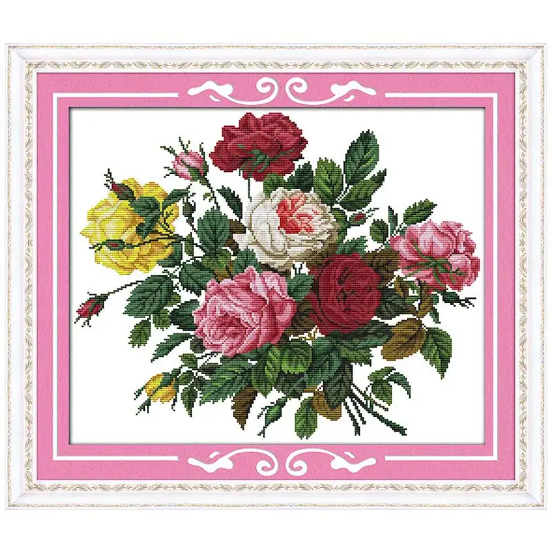 

Beautiful rose Patterns Counted Cross Stitch 11CT 14CT Cross Stitch Set Wholesale flower Cross-stitch Kit Embroidery Needlework