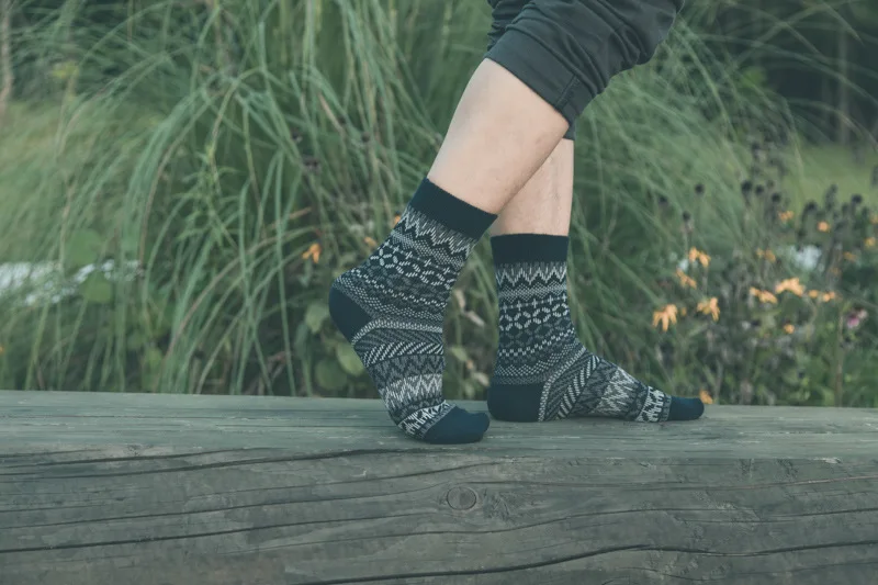 5 пары мужских носков теплые осень-зима двойной иглой Гладкий Бесшовные высокая эластичность чесаный хлопковые носки в стиле ретро длинные