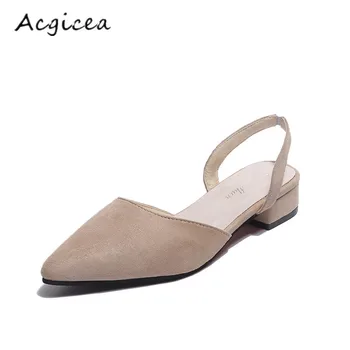 

2020 spring autumn new women's wild casual Low-heeled sandals women's fashion comfortable simple Crude heel pointed shoes z152