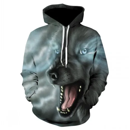 Fashion Men Wolf Animal 3D Printed Hooded Hoodies Men / Women's Shinning Wolf Design Sweatshirts 3D Harajuku Hoody - Цвет: picture color