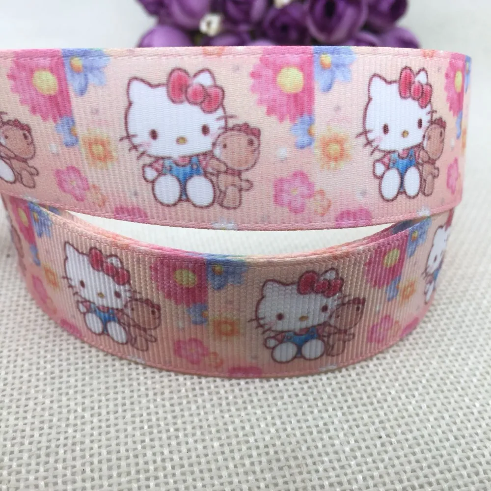 

new arrival 1'' (25mm) hello Kitty cartoon grosgrain ribbons children hair accessories DIY gift bags holiday 5yards