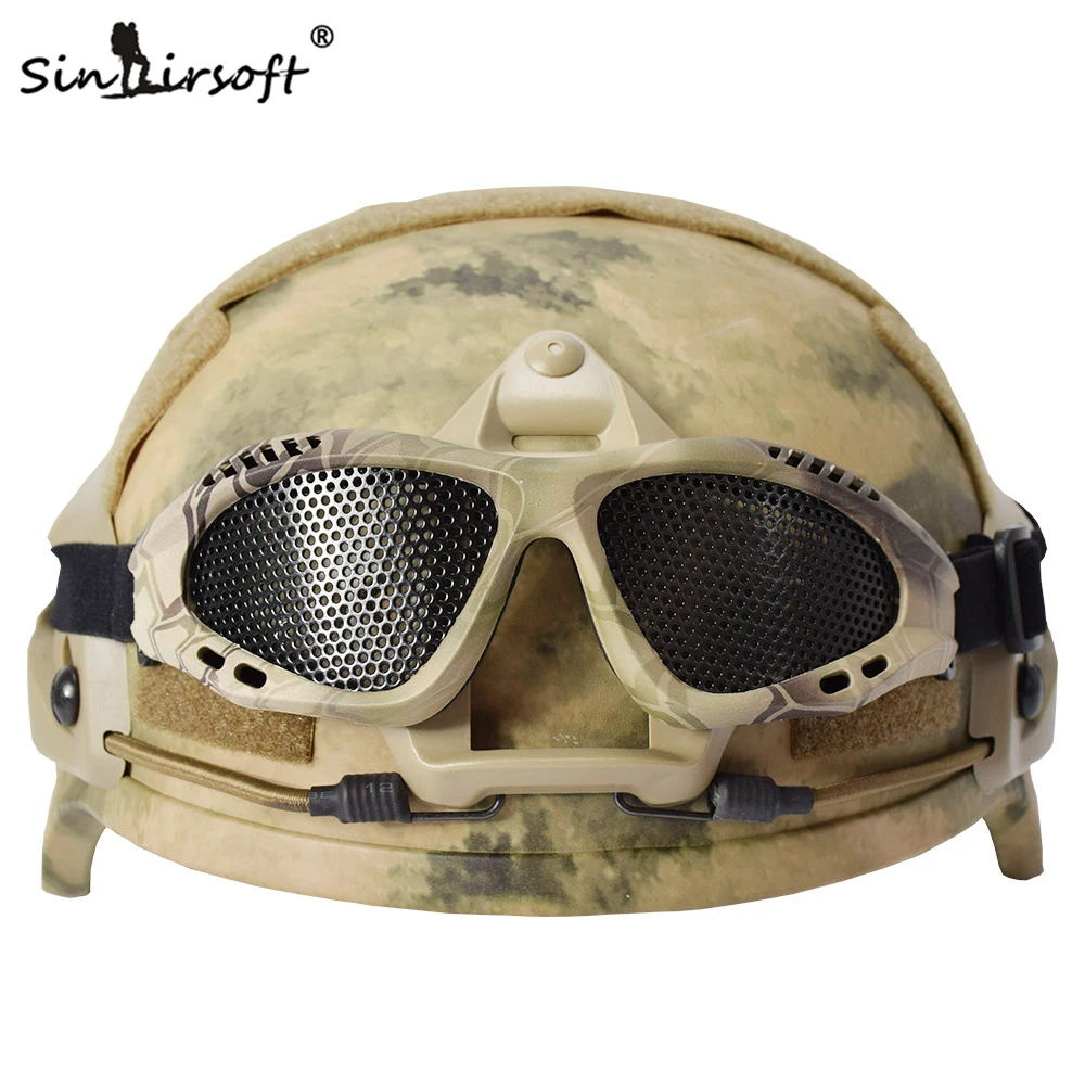 SINAIRSOFT открытом воздухе Военные очки Airsoft очки Тактические Сопротивление удару Защитите глаза Спорт Металлическая сетка Сетевые очки для стрельбы