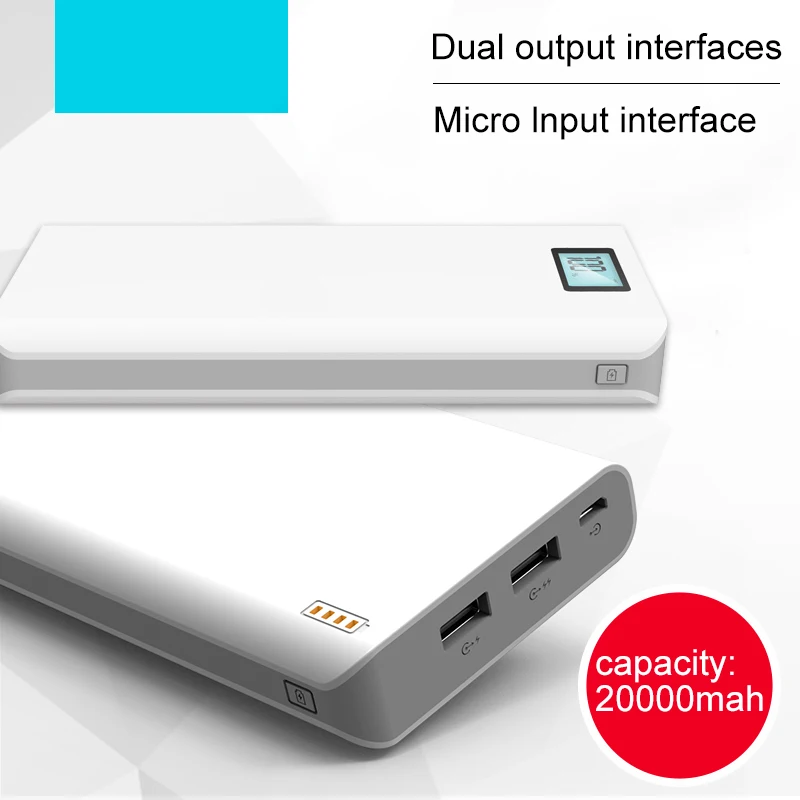Внешний аккумулятор 20000 мАч для Xiaomi Mi PowerBank зарядное устройство портативное 18650 2