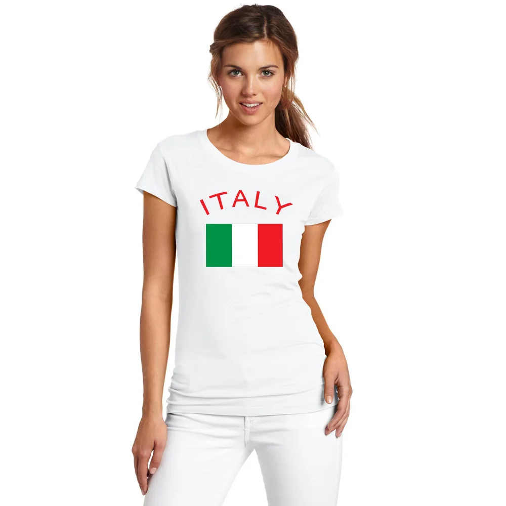 BLWHSA фанаты Италии Cheer Nationa Флаг футболки Европейский для женщин футболки хлопок футболки для фитнеса для Лидер продаж - Цвет: ITALY Red