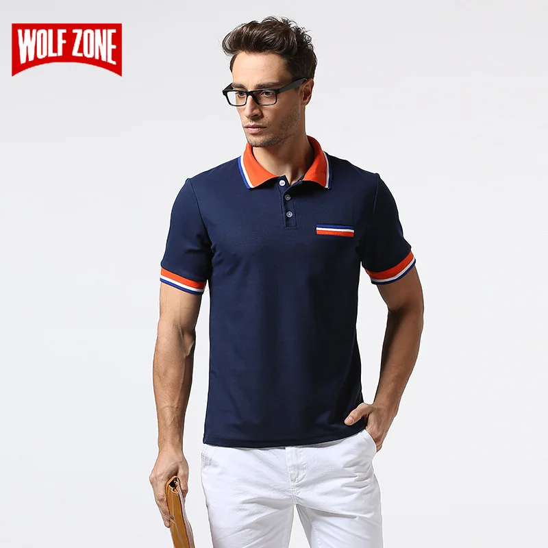

WOLF ZONE Polo Shirt Men Short Sleeve Breathable Business Fashion Casual Mens Solid Cotton Polo Shirts Soft Brand Clothing