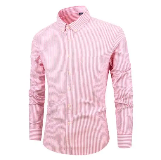 Fashion New 2019 Men Long Sleeve Shirts Male Striped Classic-fit camiseta masculina 100% Cotton Shirt Casual Male Shirt Tops 4XL