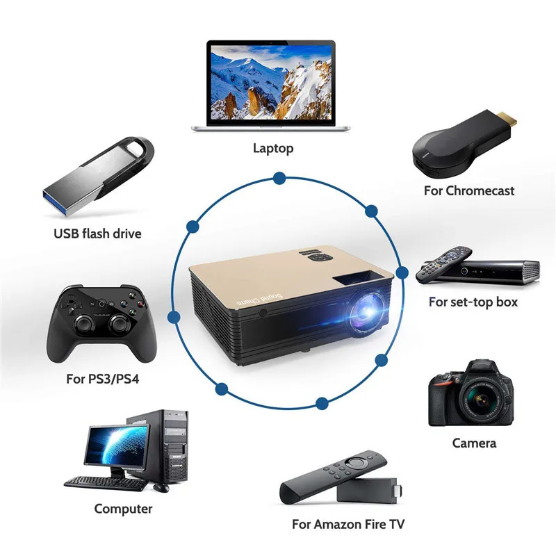 Звук Шарм Full HD 5500 люмен светодиодный видео домашний проектор с 2 HDMI 2USB AV VGA портами