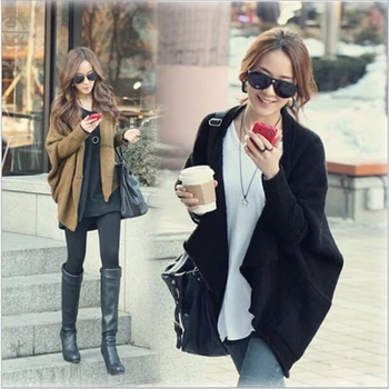 

Fast Shipping Autumn And Winter Women 'S Sweater Bat Long Sleeve Knit Shawl Cardigan Sweater Coat Large Size Outwear Jacket 16