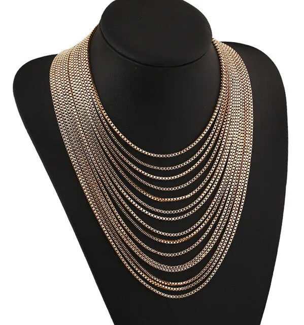 Multi Layer Necklace Gold Maxi Necklace Steampunk Style Vintage Accessories Long Chain Neclace Colares Longos  (6)