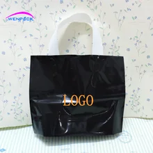 Индивидуальный принт логотипа полиэтиленовый пакет для подарков, ручка упаковки мешок/хозяйственные сумки для одежды 35x25+ 10 см
