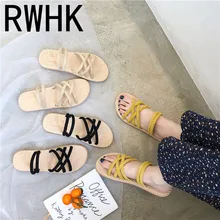 RWHK 2019 summer Europe and the United States new straw braided rope slippers women flat with two wear fashion shoes B418 цена RWHK 2019 summer Europe and the United States new straw braided rope slippers women flat with two wear fashion shoes B418 цены онлайн