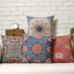 В традиционном китайском Цвет в виде геометрических фигур в стиле ретро и элегантная подушка крышка домашние декоративные подушки