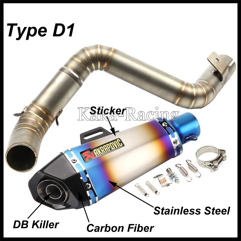 Мотоцикл Akrapovic углеродного волокна глушитель выхлопной трубы Системы Труба среднего звена без застежек с дБ убийца для KTM Duke 125 200 Duke 390
