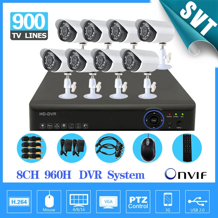 8 канальный видеонаблюдения DVR HVR шт. 900tvl безопасности Открытый Водонепроницаемая