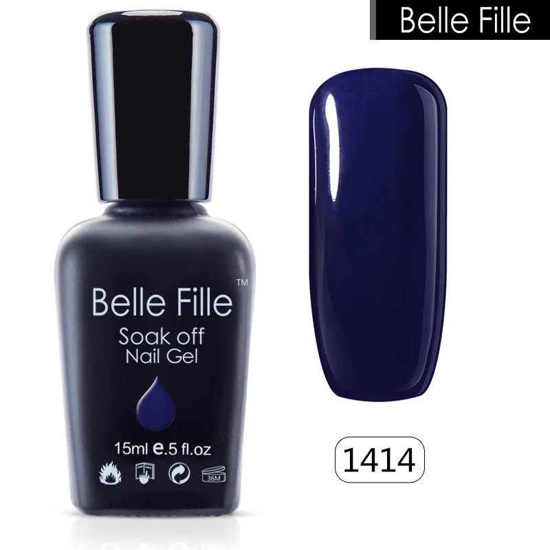 

Belle Fille Shining Bling Gel Polish 15ml UV LED Blue Color Candy Color Purple Gels for UV Lamp Red Coat Nail Gel Varnishes