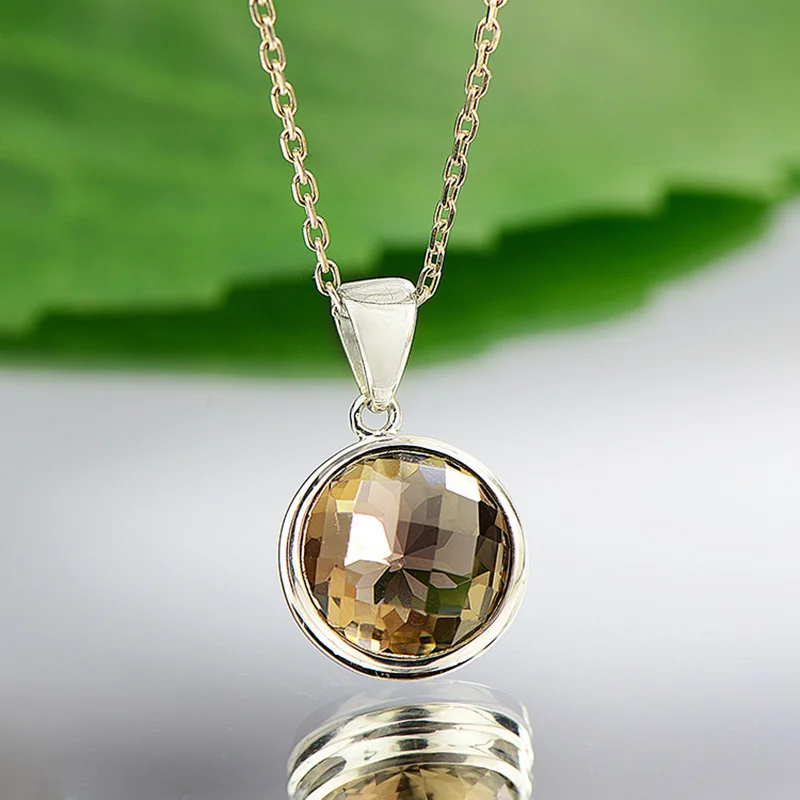Настоящее чистое 925 пробы Серебряное цитриновое кулон для женщин с ...