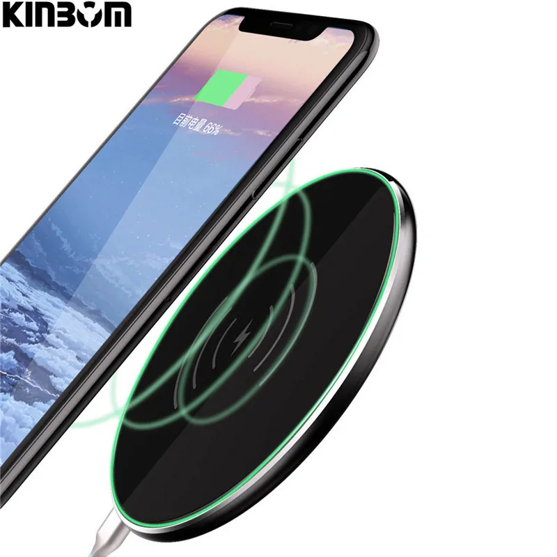 

KINBOM 10 W Fast Charger Wireless Charging Pad Qi Charger For Samsung S7 S8 Note 5 Quick Charge For iPhone X 8 Galaxy Note 8 New