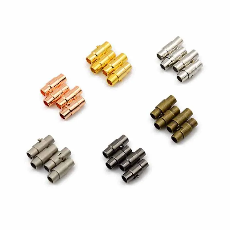 

Gold Strong Round Magnetic Clasps Fit 4mm Leather Cord Bracelets DIY Connectors Accessories Making Fittings 4Pcs