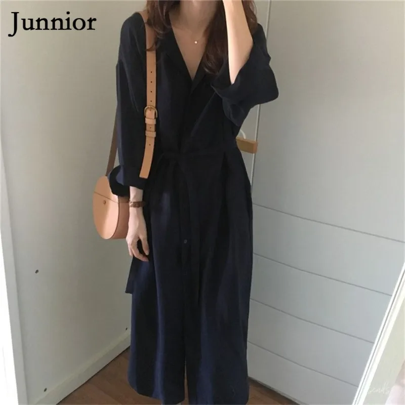 korean Loose Solid Color Outwear Lapel Over The Knee Sunscreen Windbreaker Female Spring And Autumn Wild Long Shirt Coat 2019 korean Loose Solid Color Outwear Lapel Over The Knee Sunscreen Windbreaker Female Spring And Autumn Wild Long Shirt Coat 2019