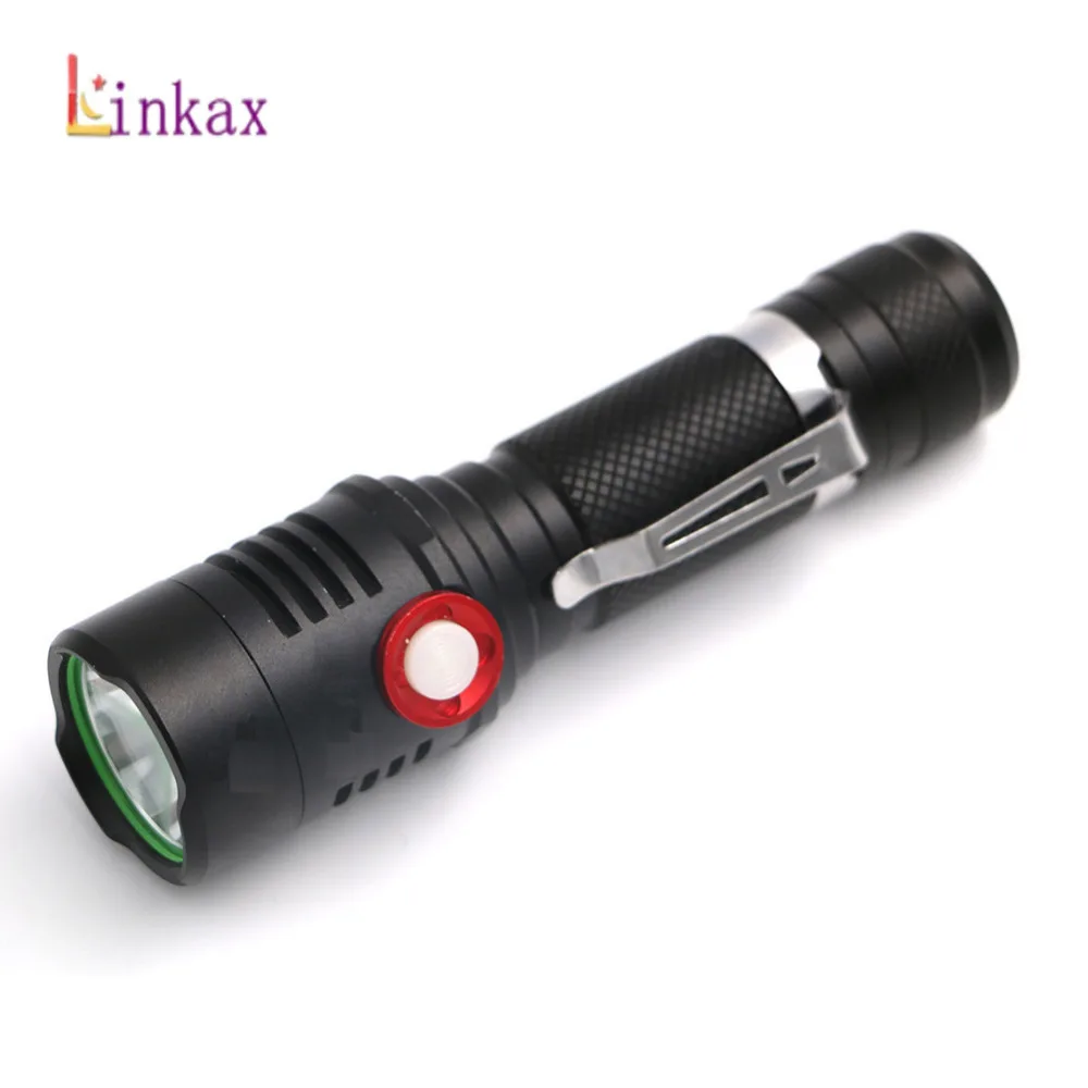 

XML L2 USB Rechargeable Flashlight 2000lm Adjustable Brightness 2 Modes LED flashlight Lamp Tactical Torch Lantern by 18650