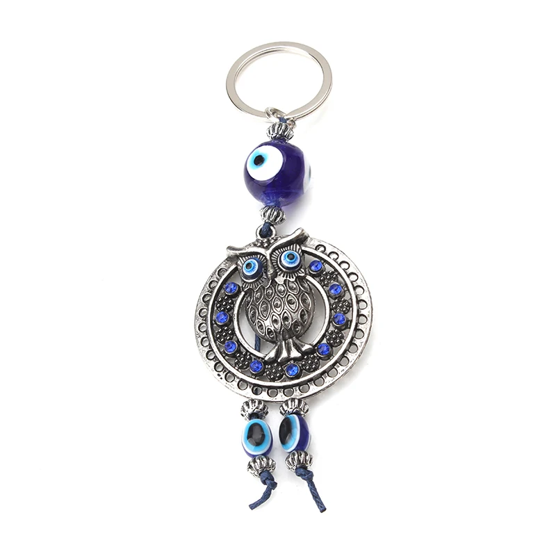 

EVIL EYE fashion blue evil eye owl key chains trendy amulet car pendant owl key chains for woman man jewelry keychain
