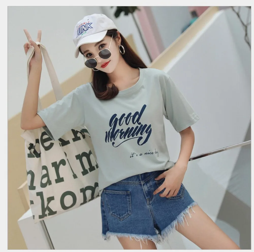 Summer Women T-shirt Top Short Sleeve O-neck Fashion Letter Print Casual T-shirts women tops tees c