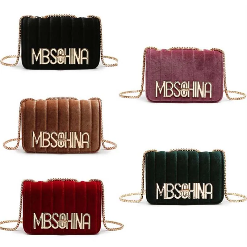 

Fashion Velour Sling Bags for Women Metal Letter Shoulder Bag Women Messenger Bags Classy Ladies Chain Crossbody Bag