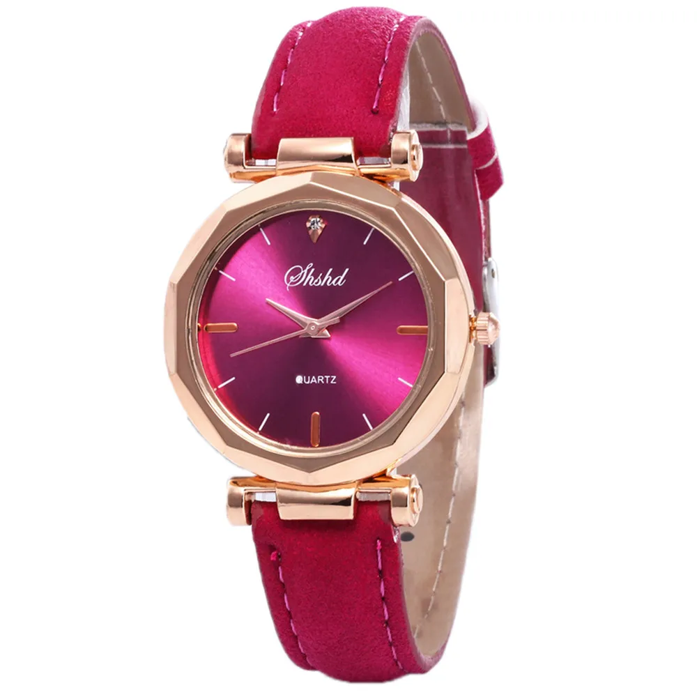 Luxury Women Quartz watches Faux Leather Color Metal Dial Wristwatch Fashion Women Watch relogio feminino for dropshipping