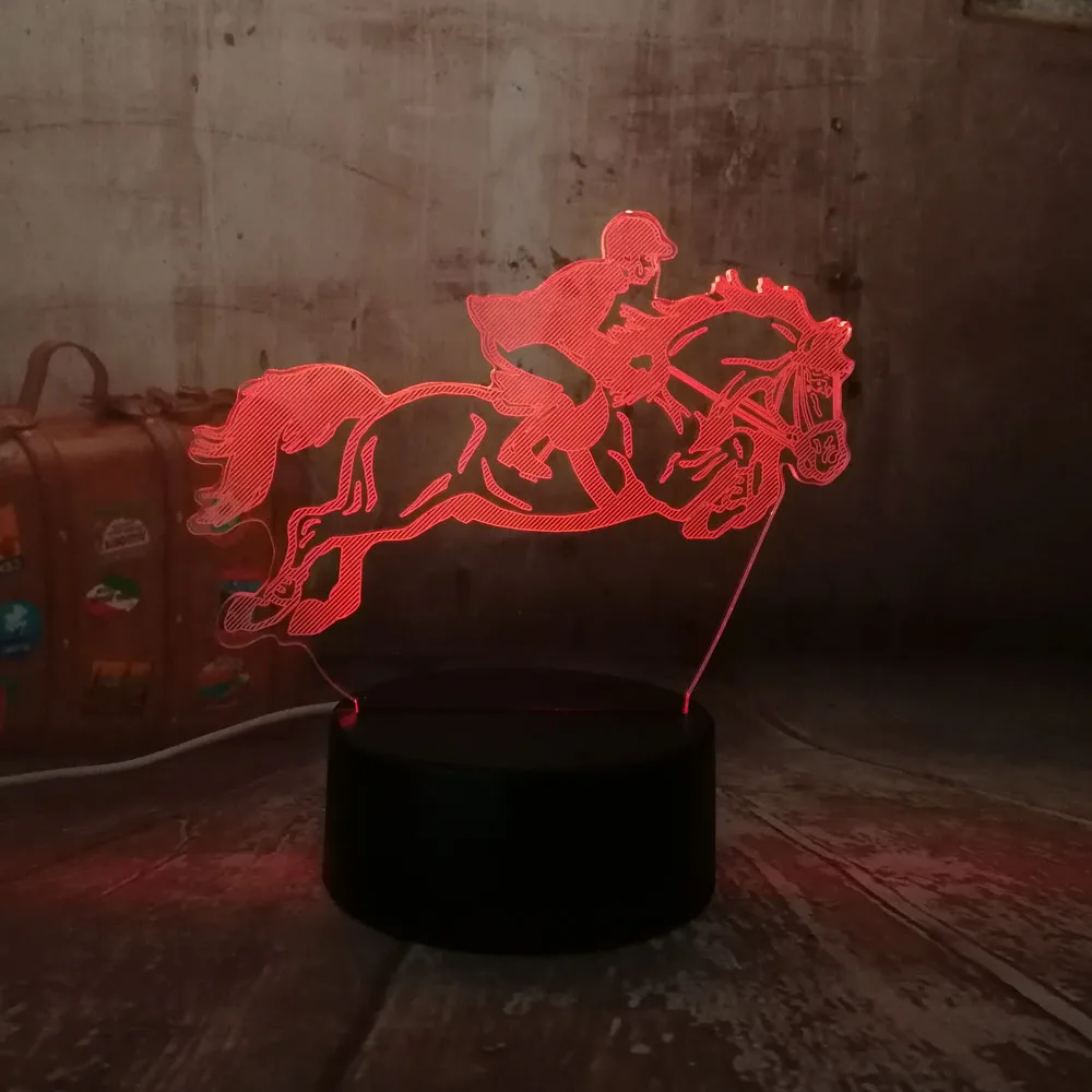  New Equestrian Riding Horse 7 Color Change 3D Visual LED Night Light Kids Touch USB Table Lamp Baby - 32915082458