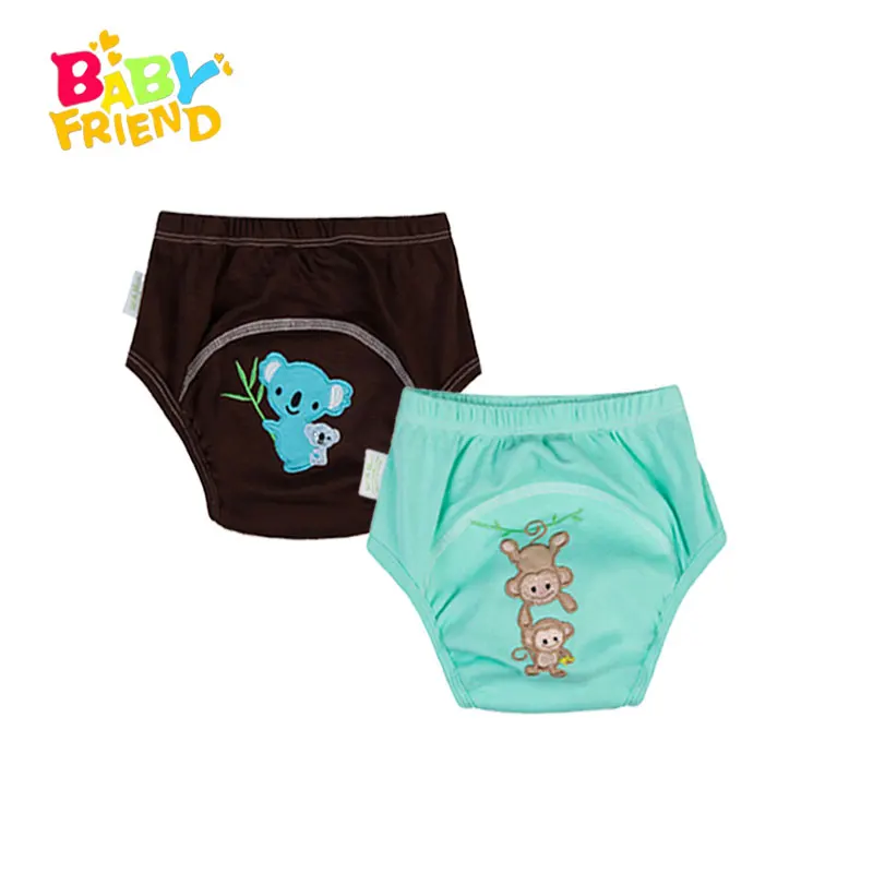 Babyfriend 2 шт. Новая мода Детские Туалет Training брюки для девочек детское нижнее белье мальчиков трусики Ткань Подгузники Пи обучения подгузники - Цвет: Светло-зеленый