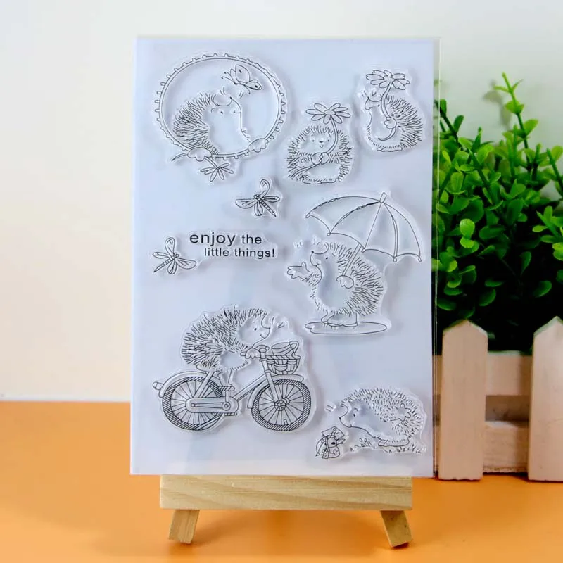 

2019 new arrival Cute hedgehog Transparent Clear Stamps for DIY Scrapbooking Card Making diy photo album Decorative Supplies