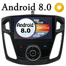 9 дюймов 1024*600 4 ГБ ОЗУ Восьмиядерный Android 8,0 автомобильный DVD мультимедиа для Ford Focus 3 2012- автомобильный Радио Bluetooth gps навигация
