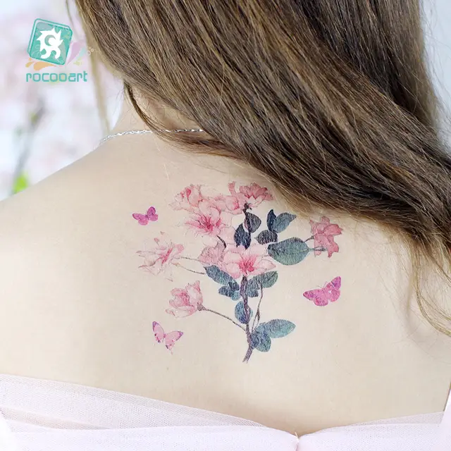 Us 081 46 Offrocooart Sakura Tattoo Stickers Flowers Fake Tattoos For Women Hand Tattoo Body Art Waterproof Arm Tatoo Cherry Blossom Tatto In