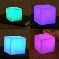 Ям 7 цветов Изменение Night Light квадратной формы куба светодиодные лампы Room Decor Дети подарок