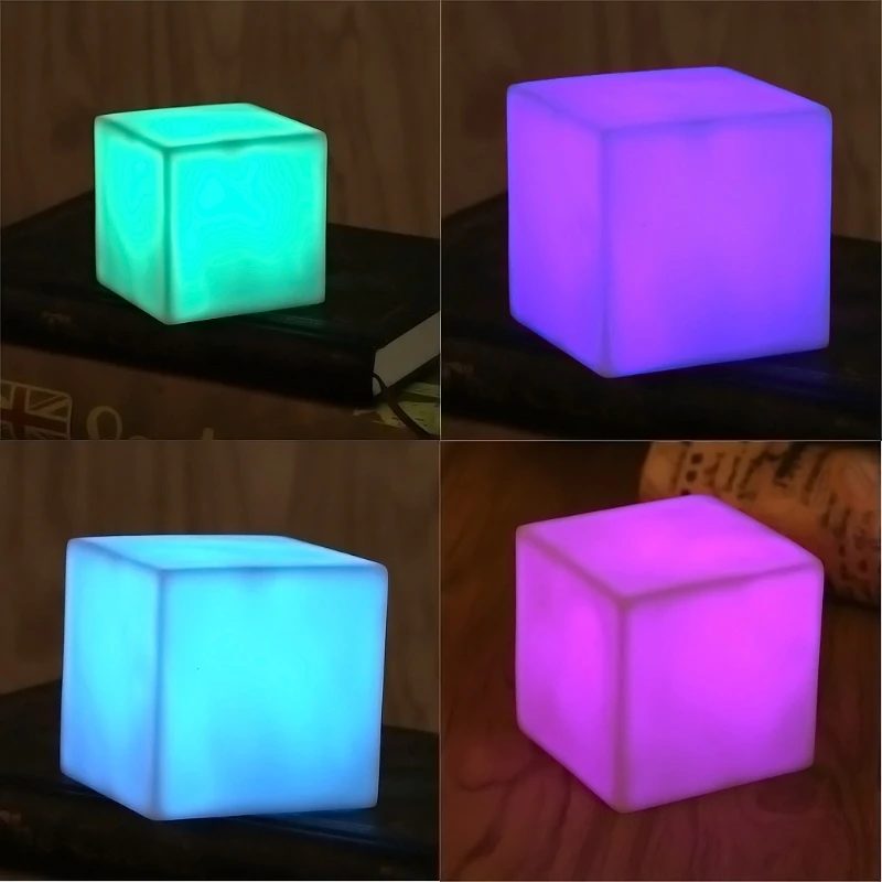 YAM 7 Colors Changing Night Light Square Shaped Cube LED Lamp Room