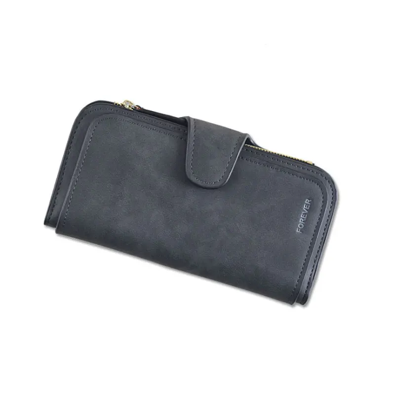 Black Long Новинка, модные женские кошельки из нубука на шнурке, кошельки на молнии, женские короткие дизайнерские кошельки, много цветов, клатч - Цвет: Black Long